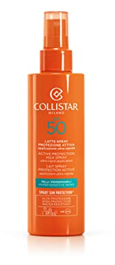 Collistar Latte Spray Protezione Attiva Pelli Ipersensibili, SPF 50, Ideale per Pelli Sensibili/Reattive, per Viso e Collo, Water Resistant, 200 ml