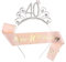 KroY PecoeD Décoration Anniversaire 40 Ans Femme Strass Couronne Echarpe Happy 40th Birthday Diadème Kit Anniversaire Costume Accessoires Cadeau