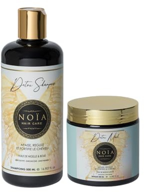 NOIA HAIR - PACK DUO SHAMPOING 500ML + MASQUE 500ML (PACK DUO DETOX HUILE DE NIGELLE & BOUE SHAMPOING + MASQUE)