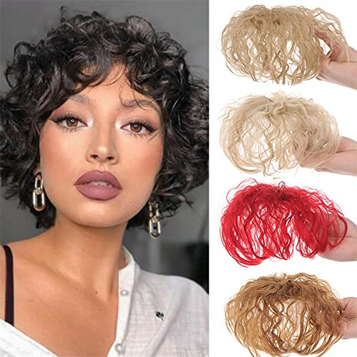 Remeehi Haarteil, kurz, gelockt, zum Anstecken, Kronen-Haarteil, Naturoptik, Wiglet-Topper, für Frauen, Weiß, dünnes Haar, 15,2 cm lang, maschinell hergestellt, 7 x 10 cm, 105#