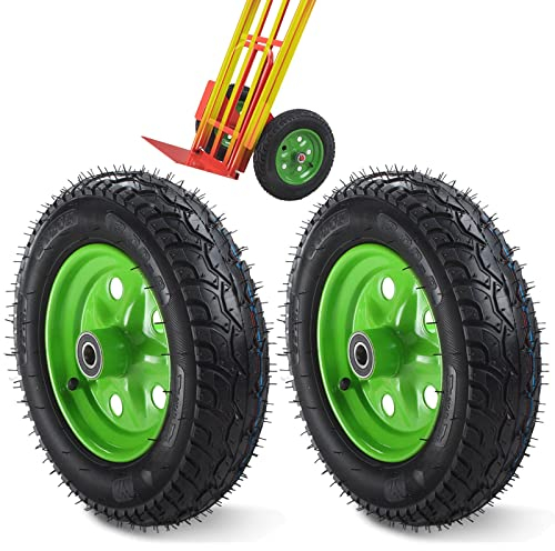 LIGUOYI 2 Stück Luftreifen Gummiräder Für Transportwagen Ø 350mm Ersatzrad Tragkraft 500kg Rad Luftrad Doppelkugellager Schubkarrenreifen Hilfsrad DIY Für Industrie/Gewerbe/Landwirtschaft