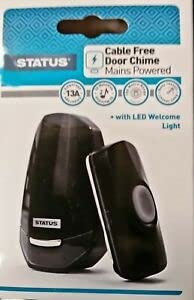 Status Wireless Door Bell Black | Waterproof Ring Door Chime with LED Welcome Light | SBPDCNLCF1PK10
