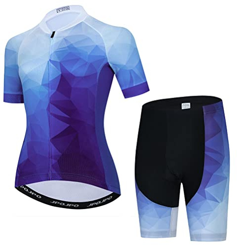 Damen-Fahrradtrikot-Set, Sommer-Kurzarm, Mountainbike-Shirt und Shorts Set für MTB-Anzug, Fahrradbekleidung