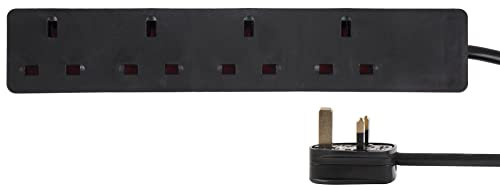 PRO ELEC PELB1994 Mains Extension Lead, 4 Gang, 7.5m, Black