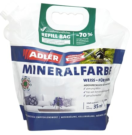 ADLER Mineralfarbe Weiß 7 kg Refill-Bag Nachfüller für Wandfarbe