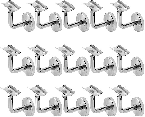 Eulenke 15 supporti per corrimano in acciaio inox, corrimano con rosetta di copertura, supporto da parete per corrimano regolabile, fissaggio a parete per interni ed esterni, supporto per corrimano