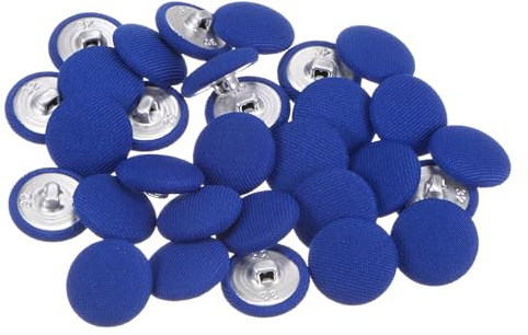 QUARKZMAN 30 Stück Knöpfe mit Stoffüberzug 20 mm Vintage Stoffknöpfe Bezogen Nähknöpfe Tiefblau Runde Retro Bastelknöpfe Metallschaft für Mantel Strickjacke Anzüge Kleider Blusen