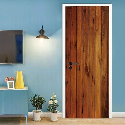 Türtapete Selbstklebend Braune Vintage-Holzimitationstür 90 X 200 Cm Türtapete Selbstklebend Türfolie Türposter 3D Vinyl Folie Türdeko Tapete Wandbild Türtattoo - Kinderzimmer Wohnzimmer Küch -8E1D5O3