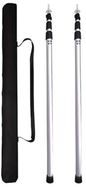 OZLCUA Tent Tarp Poles Set Thick Tarp Poles Telescopic Ultralight Aluminum Slide Tarp Rods Adjustale for Tent Tarp Outdoor Camping Canopy Sun Shelter Warterproof Sail Shade Pole(Silvery - 2 pieces)