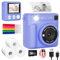 Niaazi Kids Camera Instant Print Camera - 1080P HD Video Kids Camera, Kids Digital Camera with Photo Paper and 32GB SD Card, Best Gift for 3 4 5 6 7 8 9+ Years Old Girls Boys(Purple)