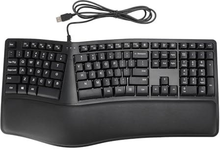 Oreilet Teclado Ergonómico con Cable, Teclado de Diseño Dividido de 110 Teclas con Reposamuñecas, Cómodos Teclados Teclado USB Teclado Ergonómico para Portátil PC de Escritorio