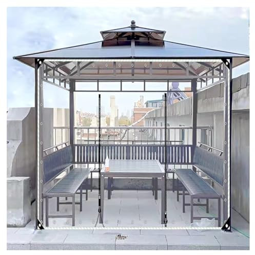 ZXCASDF Transparente Planen Schwer Wasserdicht，Transparente Plane Wasserdicht mit Reißverschluss,Outdoor Durchsichtige Plane Vorhänge，PVC Reissfeste Zeltplane(H1.5xW2m/H4.9xW6.5ft)
