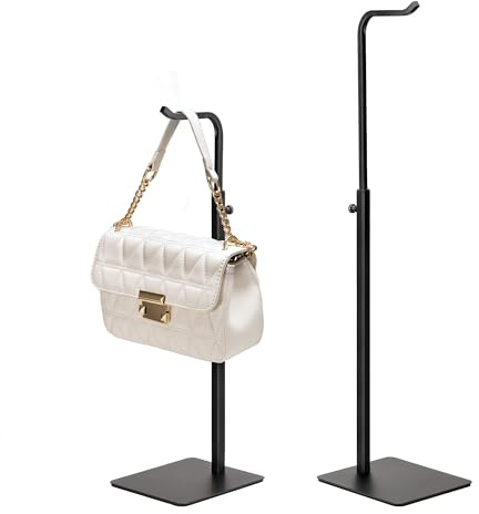 Josmimic Paquete de 2 soportes para bolsos de mano: estante para colgar bolsas, bolsos y coronas, soporte de gancho negro ajustable para mesa, armario, escritorio y uso minorista para vendedores