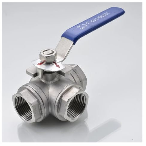 304 Stainless Steel 1/4 3/8 1/2 3/4 1 Female Full Port T/L-Port 3 Way Ball Valve Connector Adapter for Water Oil Air Gas(1-1/4,L-Type)