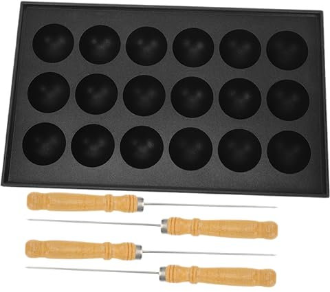 Cabilock 1 Juego Plato Para Hornear Molde Para Bolas De Pulpo Cacerola De Bolas De Pulpo Bandeja Para Cocinar Bolas De Pulpo Mini Moldes Para Pasteles Madera + Aluminio + Acero Inoxidable