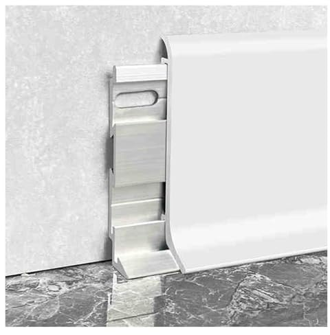Plinthe Plinthe blanche pour murs, Plinthe métallique en aluminium étanche à l'eau pour salle de bain, cuisine, balcon, Plinthes qui s'adaptent sur les plinthes existantes(W 6cm/2.4in,L 70cm/27.5in)