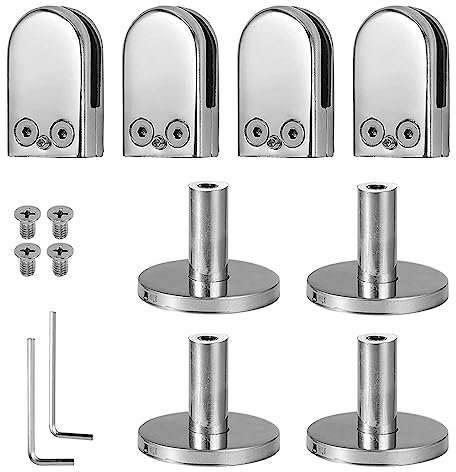 KLJUddGY Pince à Verre Pinces à Verre Rondes en Acier Inoxydable Pince de Sol en Verre Support en Verre en Forme de D Pince à Ergot pour Garde-Corps escaliers Pinces à Verre 4 pièces Plus Beau