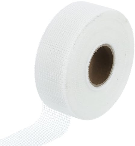sourcing map Drywall Joint Tape, 2 x 246Ft Self-Adhesive Fiberglass Cement Board Mesh Tape, Crack Patch Fabric for Wall Sheetrock Ceiling Crack Repairing Strengthening, White