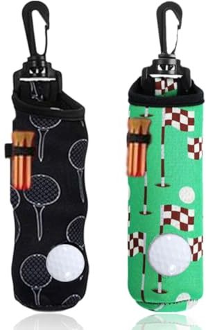 BQRKOTM Golfballs Tragetasche,2 stk Golfballhalter,Ball Tasche Tee Tasche Neopren Ball Tasche Halter Clip Utility Pouch,Tees Halter Tragetasche Tragetasche Gürtel Tasche Sport Zubehör