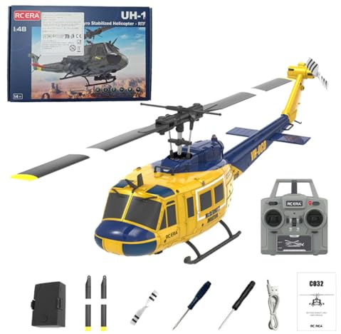 BAUBAUPLAY C032 RC Hubschrauber, UH-1 Huey Ferngesteuertes Helicopter, 2.4G 6CH Militär Hubschrauber, Outdoor Flugzeugspielzeug für Erwachsene - RTF