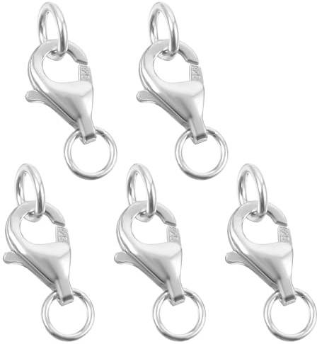 Tucnoeu 5 Stück Kettenverschluss, 925 Silber Verschluss Kette Silber, Karabinerverschluss 8mm für Schmuckherstellung