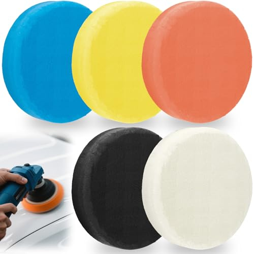 5 PCS 6 Inch Buffing Polishing Pads, Cutting Pads for Polisher, Body Repair Buffing Sponge Pad Kit for 6 Inch Backing Plate, for Car Buffer Compounding, Polishing and Waxing