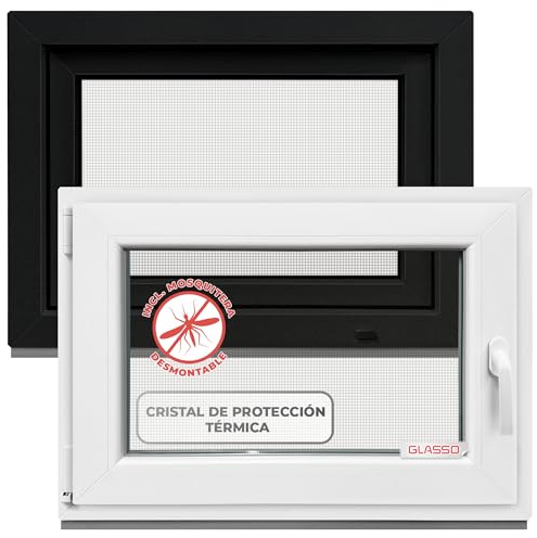 Fenster Anthrazit 40x40 cm 2 fach Verglasung - Alle Größen Kunststofffenster (60mm prof) -DIN L- Kellerfenster BxH: 400x400mm Perfekt für Hauskeller,Garagenfenster,Gartenhaus - Dreh-Kipp System