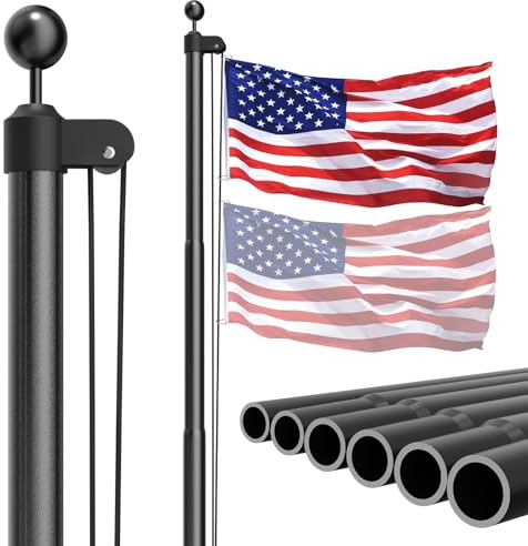 TOCRETOARE Heavy Duty Flag Pole Kit, 20 FT 12 Gauge Extra Thick Aluminum Flagpoles for Outside House in Ground, 3x5 Embroidered American Flag for Residential or Commercial Use