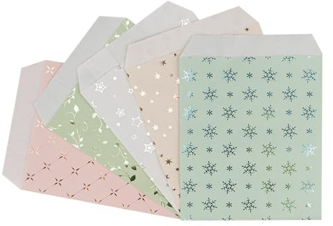 Ideen mit Herz | Papier-Flachbeutel | flache Papiertüten | In 5 Farben, mit Folienveredelung | Geschenktüte für Kleinigkeiten, Gastgeschenke, Schmuck | Weihnachten | Geburtstag | 13 cm x 18 cm | 50x