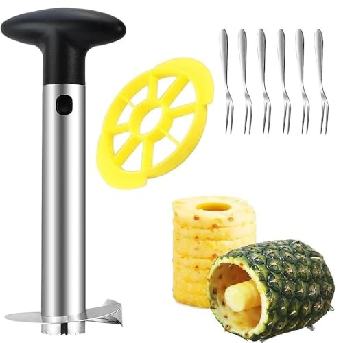 Ananasschneider,Ananas-Schneider 3 in 1,Ananas Schäler aus Edelstahl, spülmaschinengeeignet,Ananas-Entkerner,Premium Ananas Schäler, Core Entferner für Küche, Zuhause