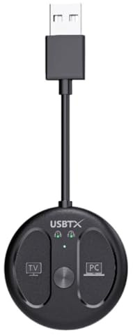 Harewtwy Transmisor de Audio USB Bluetooth 5.4 de 50 M, Adaptador de Música Estéreo Inalámbrico Sin Barreras, Dongle USB para Conectar Dos Auriculares.