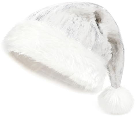 TAGVO Bonnet de Noël Unisexe Adulte, Chapeau de Père Noël en Velours de Luxe, Bonnet de Père Noel Ornements de Noel 55-57CM