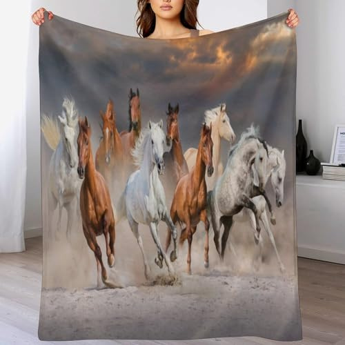 AASWDDS Couverture Polaire Cheval, en Flannel Douce Chaude Et Confortable, pour Canapé Ou Lit. Linge De Lit Couvre-lit Couvertures 140×180cm