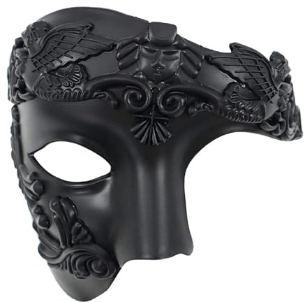 SHIFANQI Masquerade Mask for Men, Retro Phantom Of The Opera Mask, Vintage Venetian Mask for Ball Party, Mardi Gras, Carnival, Black