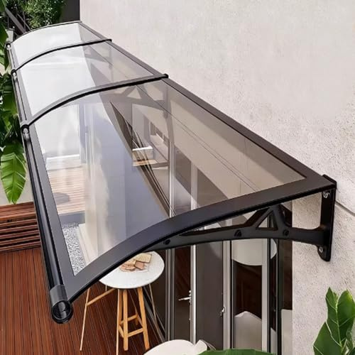Auvent de Porte et Fenêtres Transparent,Marquise Solaire pour Évier,Toit Marquise en Polycarbonate Protection Contre La Pluie et La Neige,pour Jardin Patio Entrée Bureau (60x150cm)