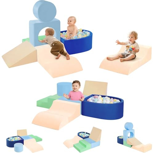 SOFTHOM Bloques de Espuma para Niños, Gigantes XXL Set de Escalada para Bebés, Juego de 6 Bloques de Espuma Suave&Ligero, Certificación EN71, Base Antideslizante&Funda Desmontable