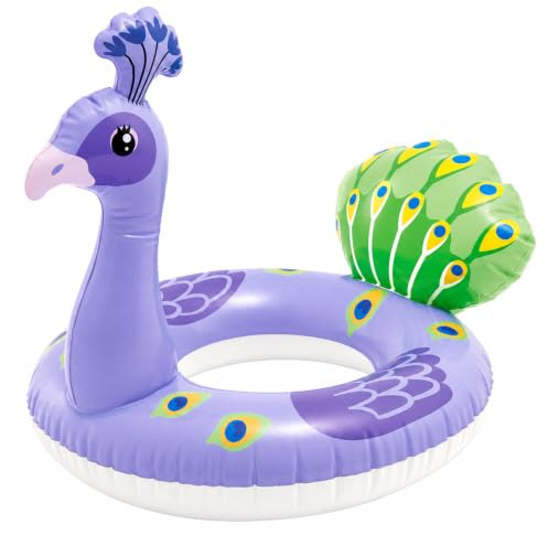 HOMAVEL Schwimmring Aufblasbar - Pool Ring mit Tiermotiv, Einhorn, Dino, Lama, Flamingo, Bär - Schwimmhilfe für Strand, Badewanne & Gartenpool - 55-91cm