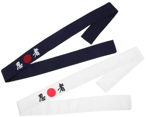 Generisch Japan Stirnband Atmungsaktiv und Hautfreundlich aus Baumwolle 2 Stück Dekorative Kochstirnbänder für Sushi Köche und Tägliches Tragen