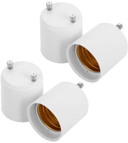 INOOMP Adaptador de Base de Luz Gu24 a E26 Blanco de Pbt Resistente al Calor Conexión Estable para Lámparas Colgantes, Paquete de 4 Piezas