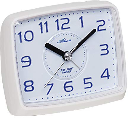 Atlanta Wecker ohne Ticken mit Licht Analog Weiß - 1979-0