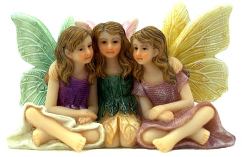 PRETMANNS Fairies for Fairy Gardens Ornaments Outdoor - 1 Piece | Sitting Hand-Painted Resin Figurines, Outdoor or Indoor Miniature Garden Accessories