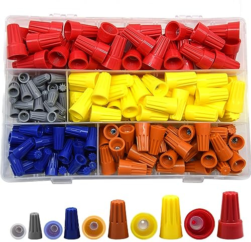 CEEYSEE 200x Elektrische Drahtverbinder Schraubklemmen Mit Feder Eingefügte Muttern Caps Einfach Zu Drehendes Verbindungs Assortment Set (DLXM)