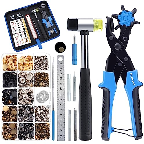 Lochzange für Leder, Gürtellochzange, Ledergürtel Puncher Drehlochzange mit Hebelübersetzung zum Lochen von Gürtel (blau)