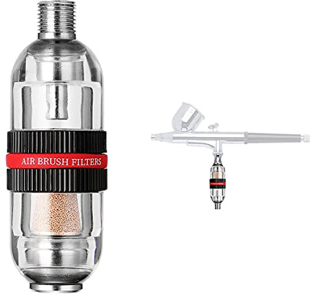 HUBEST Mini Airbrush Filter Kit, In-Line Water Separator, Oil Trap, Connects to 1/8” Threads Air Compressors and Hoses