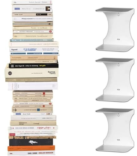 Flo.mar - Mensole da Muro Libreria Invisibile a Scomparsa - Mensole Sospese Porta Libri 17x15x20 cm - Scaffale da Parete Per Libri - Set Da Parete 3 pezzi