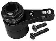 Aluminum 7075 23T Servo Horn With Built-In Spring (2 Positioning Holes) For Axial 1/10 RBX10 Ryft Rock Bouncer AXI03005 / Losi 1/8 LMT Solid Axle Monster Truck LOS04022-3Pc Set Black