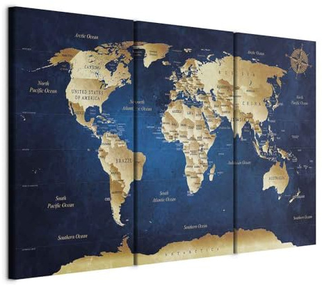 murando Acoustic Canvas Wall Art 120x80 cm / 47 x 32 picture with acoustic foam sound absorption print image Artwork 3 pcs room acoustics soundproofing world map card art Art k-A-0107-b-m