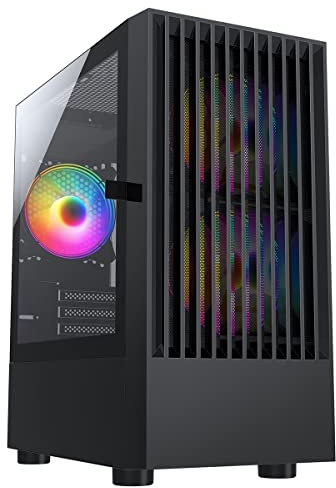 CiT Slammer Micro-ATX ARGB PC Gaming Case, 3 x ARGB Fans, Tempered Glass Side Panel | Black