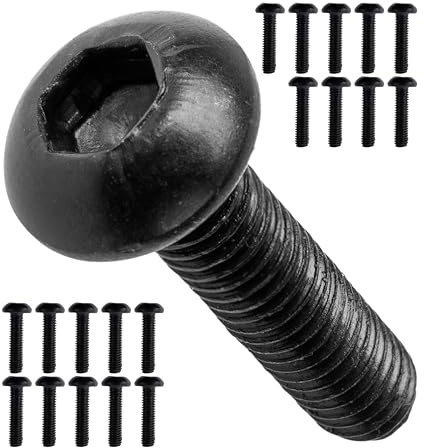 Linsenkopfschraube, 20 Stück, M6 x 20 mm, Ø 12 mm Kopf mit Innensechskant, in Schwarz, werkzeugfestes Metall, Verkleidungsschrauben für Motorrad, Auto, Roller, Kfz Schrauben mit Gewinde, Klemmen Clip