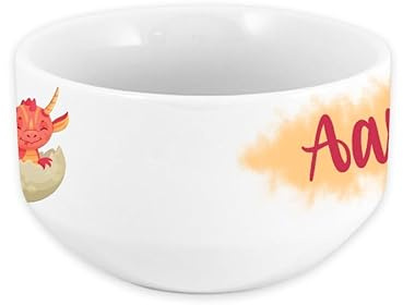 Bol enfant personnalisable – Ajoutez le prénom | Cadeau original | 720mL | Plusieurs motifs | Céramique (Dragon)